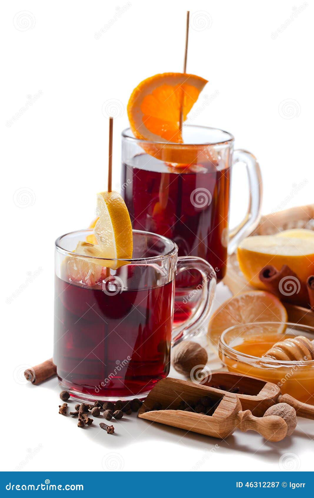 Mulled wine with spices stock image. Image of portion 46312287
