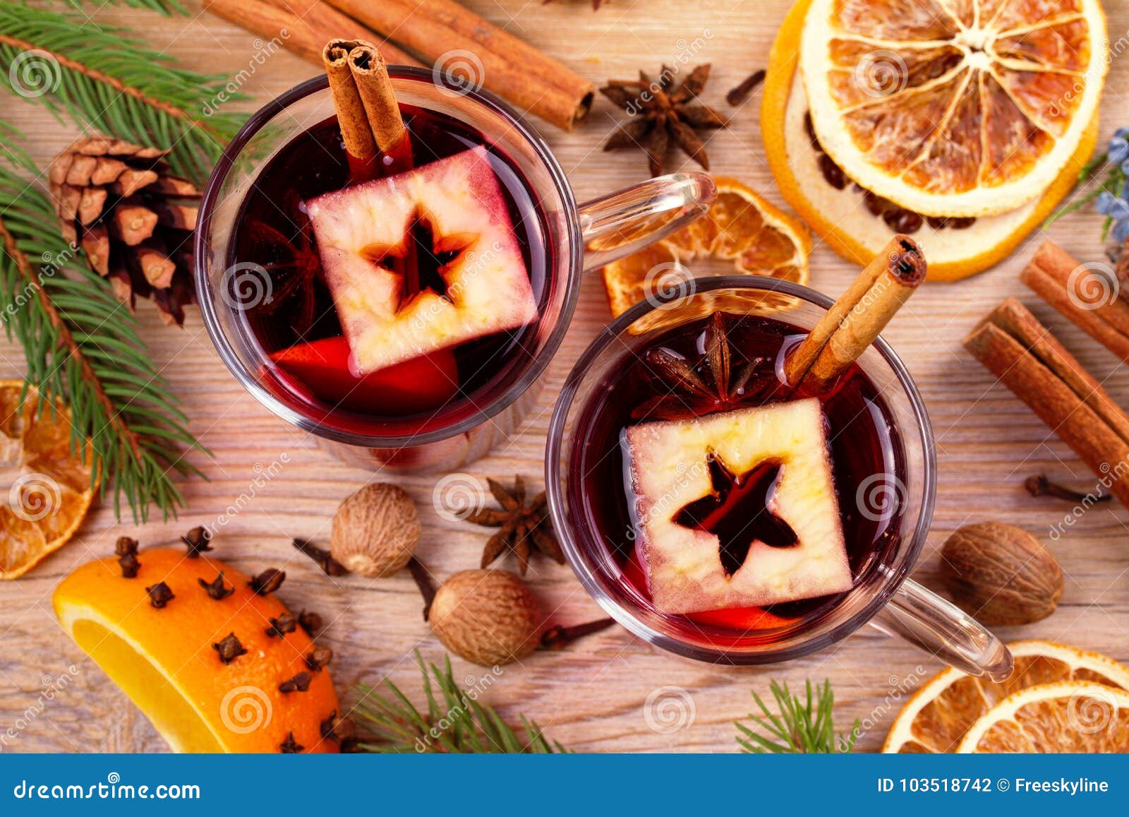 Mulled Wine with Spices and Ingredients. Stock Photo Image of