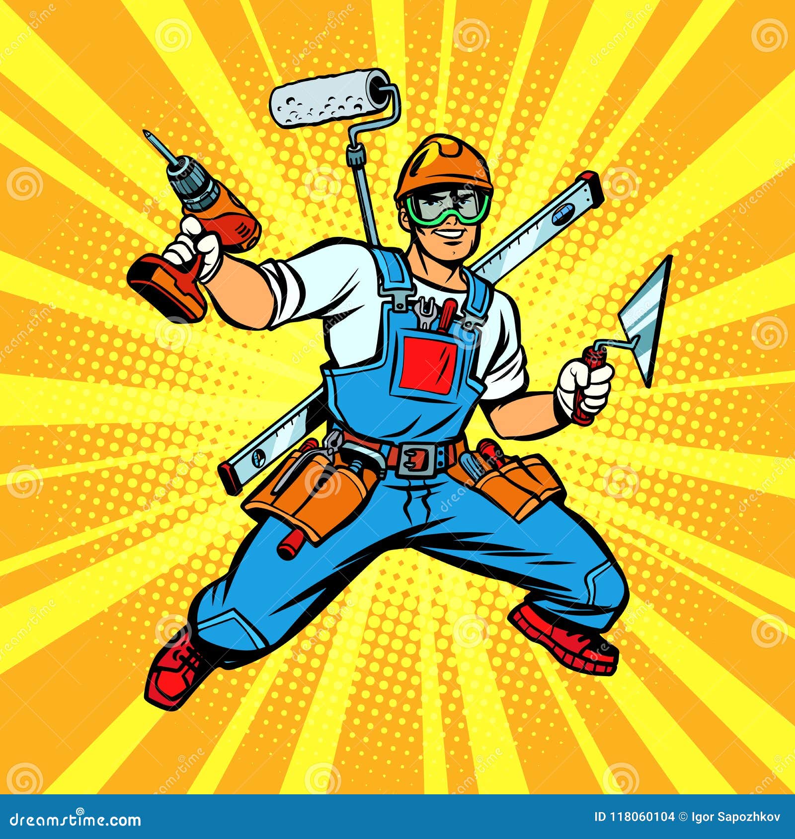 Multi-armed Builder Repairman Stock Vector - Illustration of character ...
