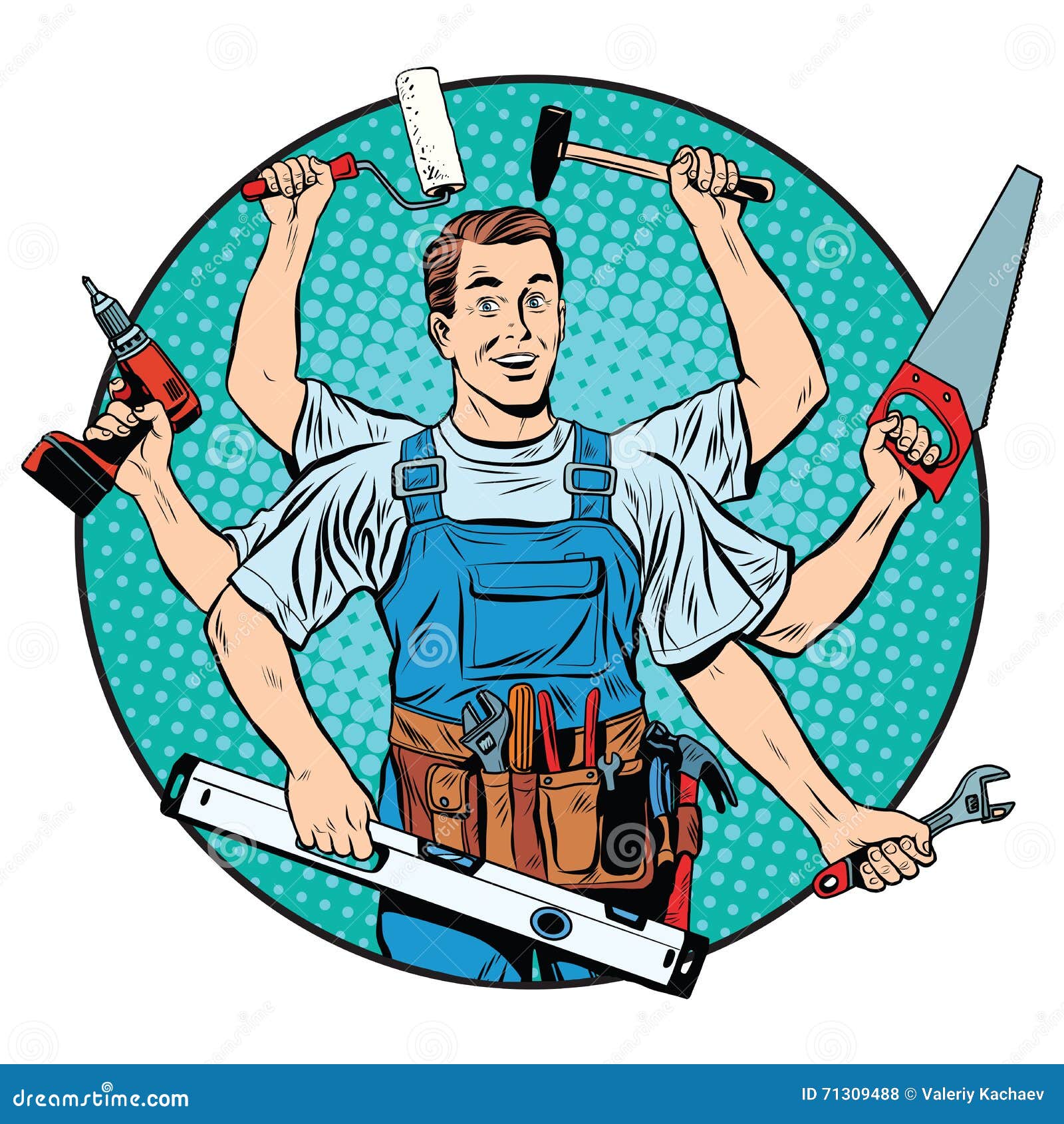 Multi-armed Master Repair Professional Stock Vector - Illustration of ...