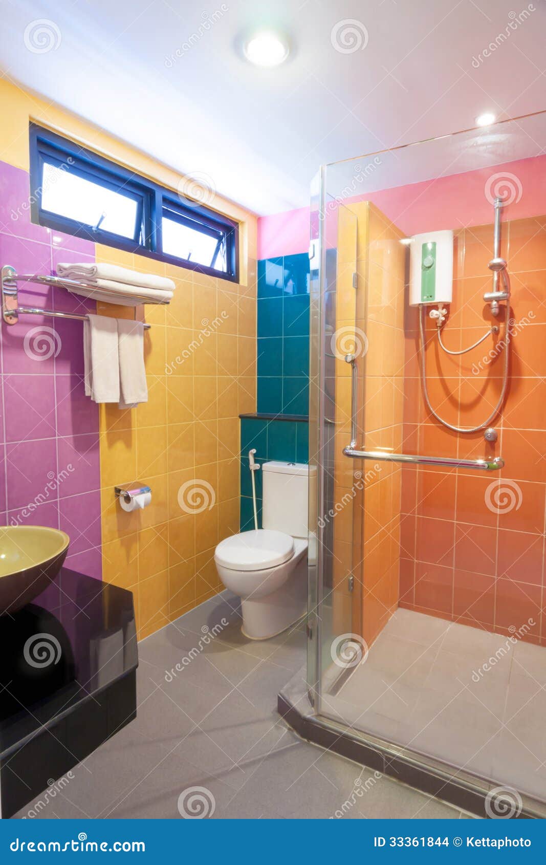 Multi color bathroom stock photo. Image of interior, clean 33361844