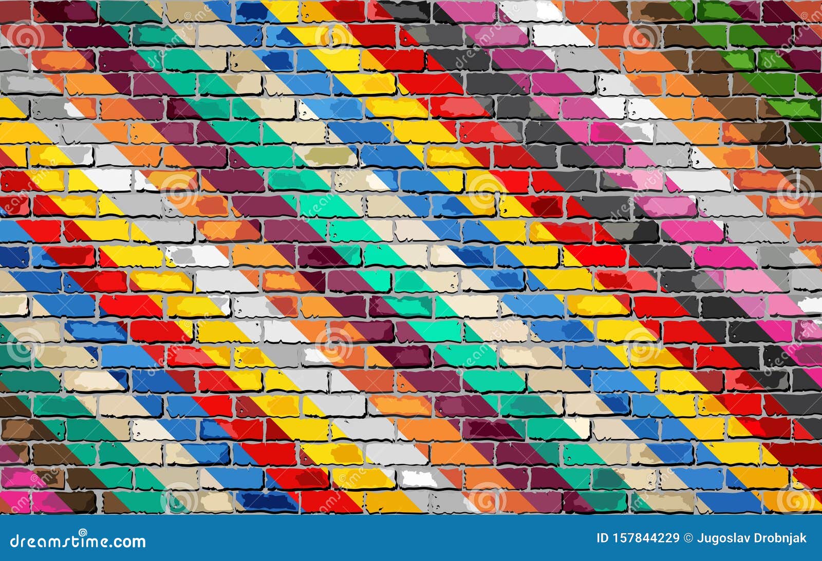 Multi Color Brick Wall Background Stock Vector Illustration of colorful, gray 157844229