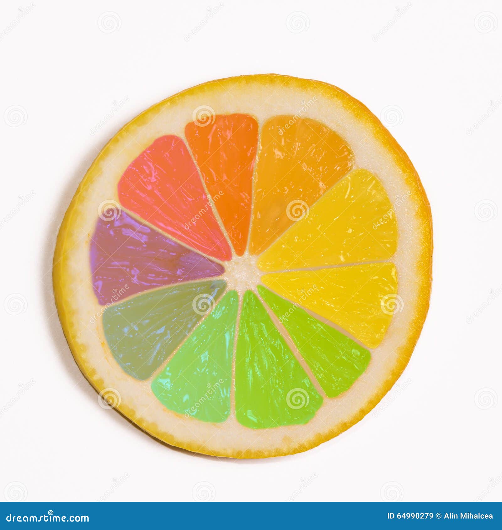 Multi color lemon stock image. Image of single, sliced 64990279