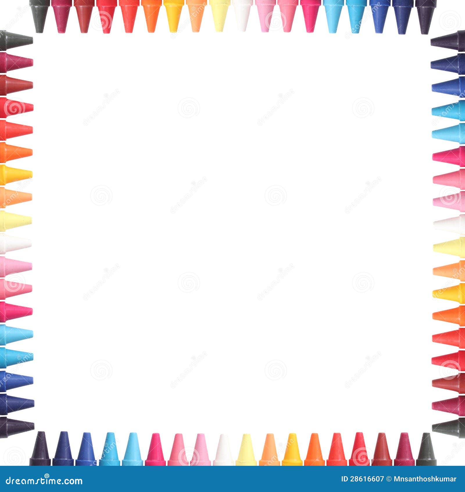 Multi Color Pastel(crayon) Pencils Border Isolated Royalty Free Stock