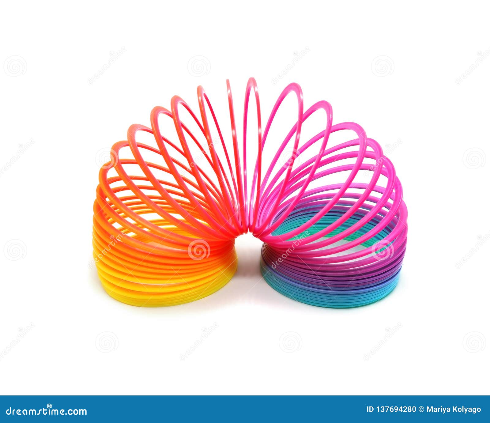 Multicolor Plastic Spring for Playing Isolated on White Background