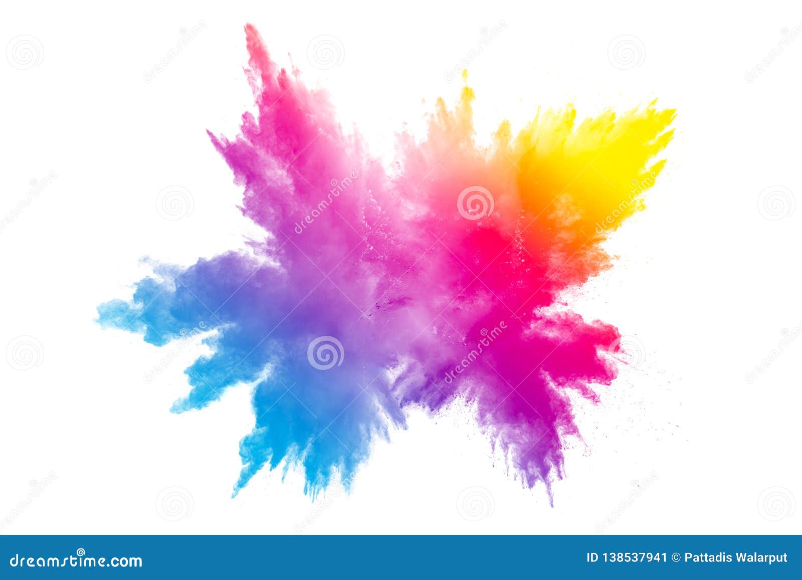 multi color powder explosion on white background