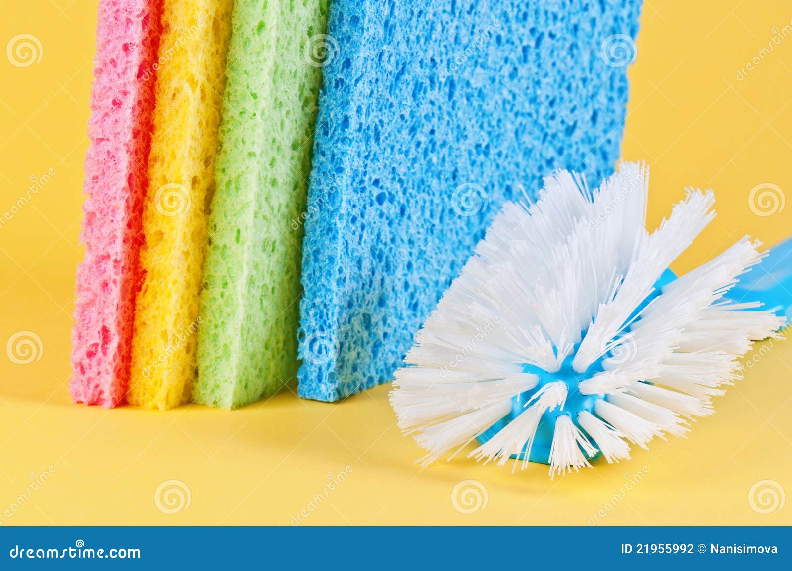 Multi Color Sponges and Brush Stock Photo Image of textured, domestic