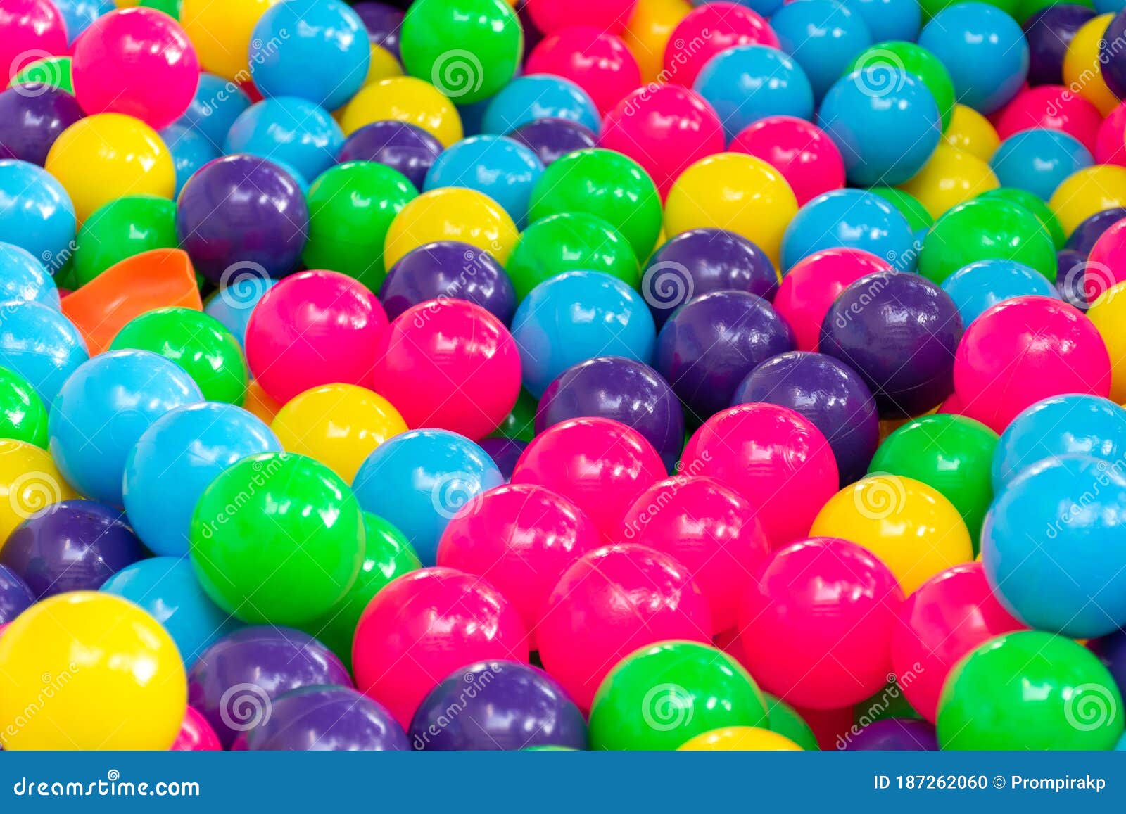 Multi Color Vibrant Plastic Ball in Kids Playing Station Stock Photo