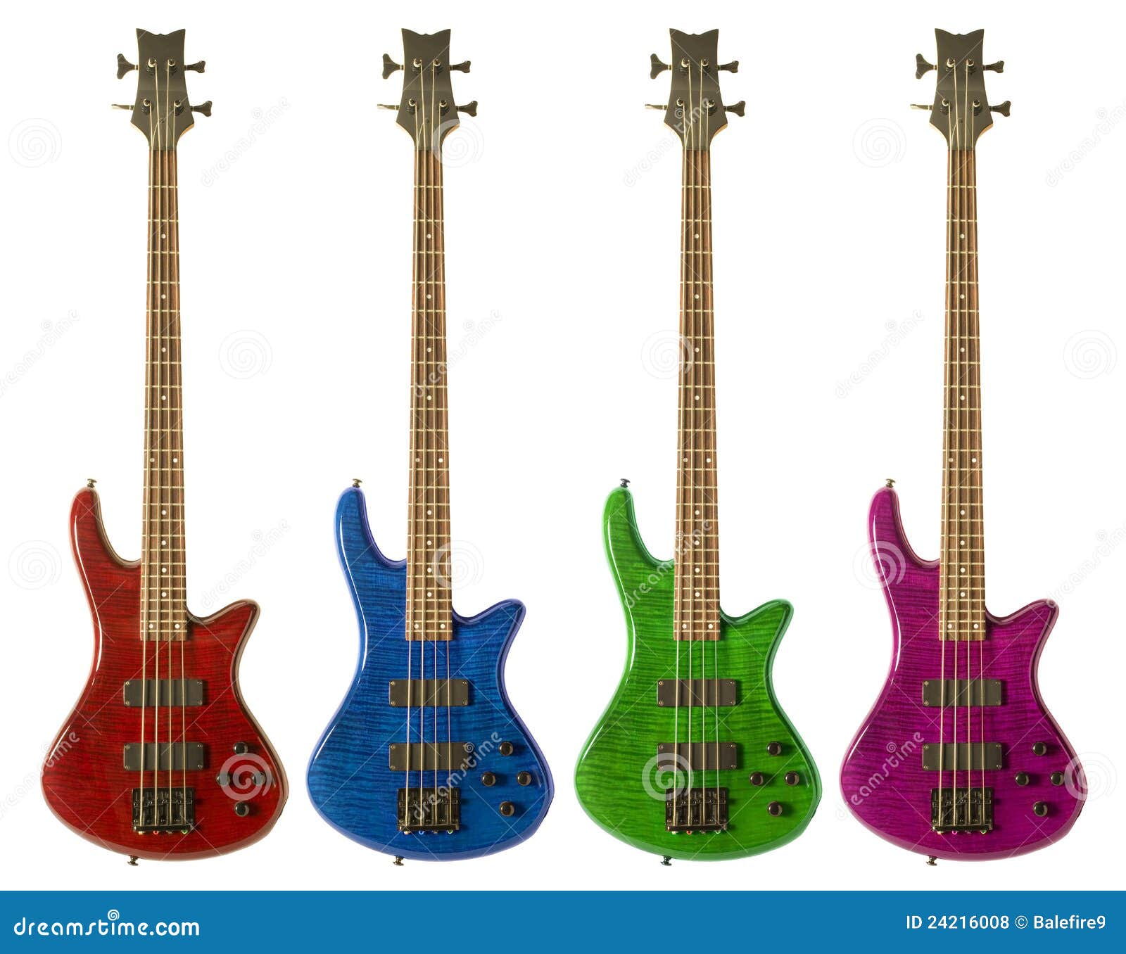 Multicolored bass guitars stock photo. Image of guitars 24216008