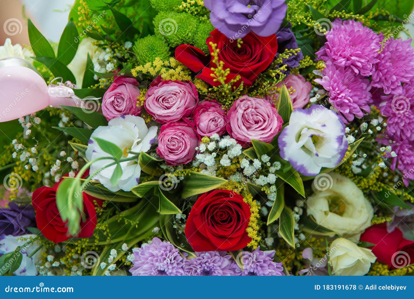 A Bouquet of Flowers on the Table.Rainbow Daisies. Chrysanthemum ...