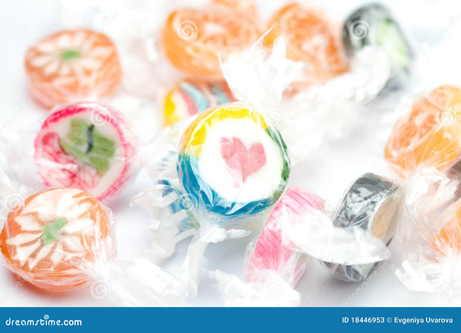 Multicolored Candies in Shiny Wrappers Stock Image Image of brown