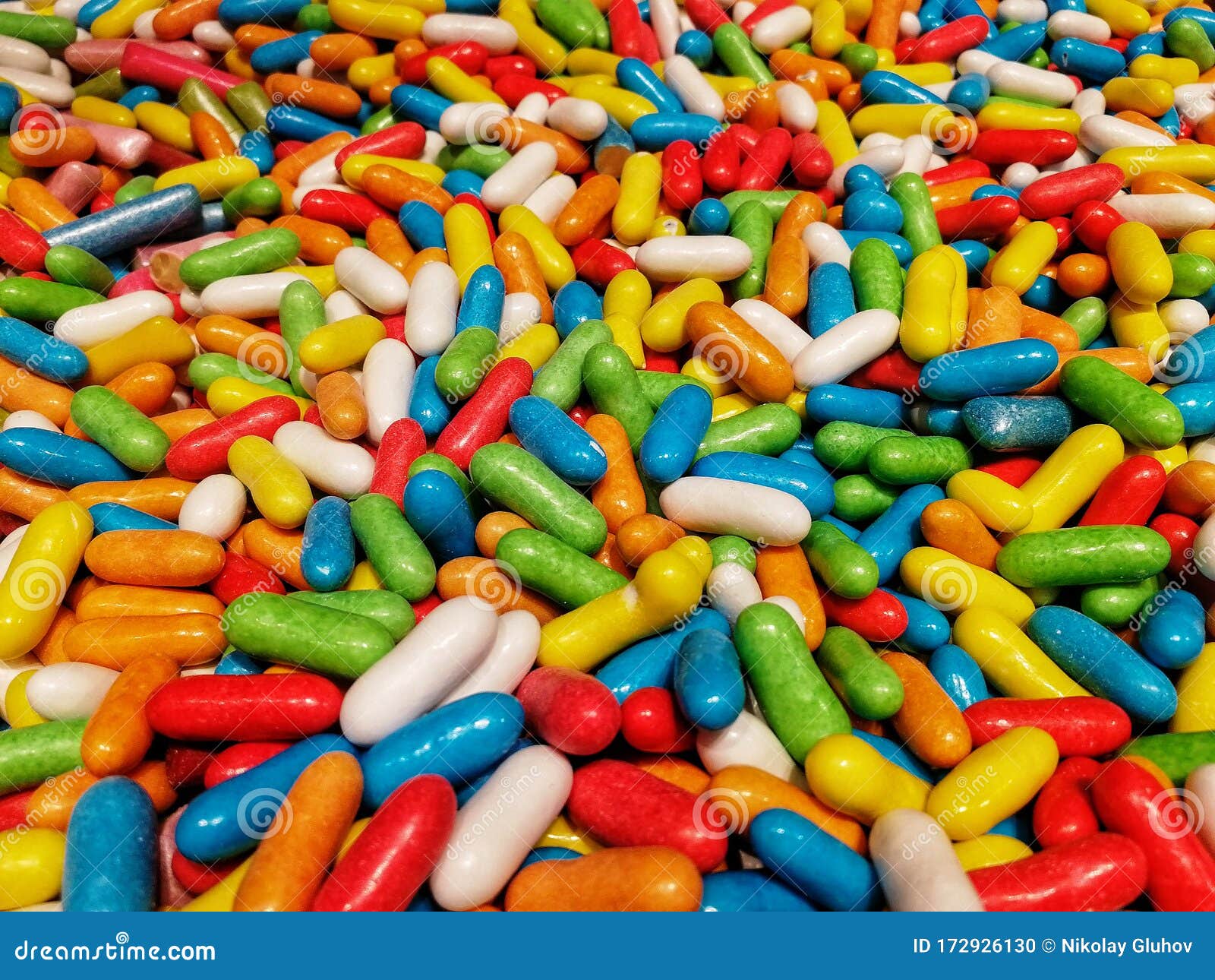 Multicolored Chewing Candies in Bulk. Stock Photo Image of food