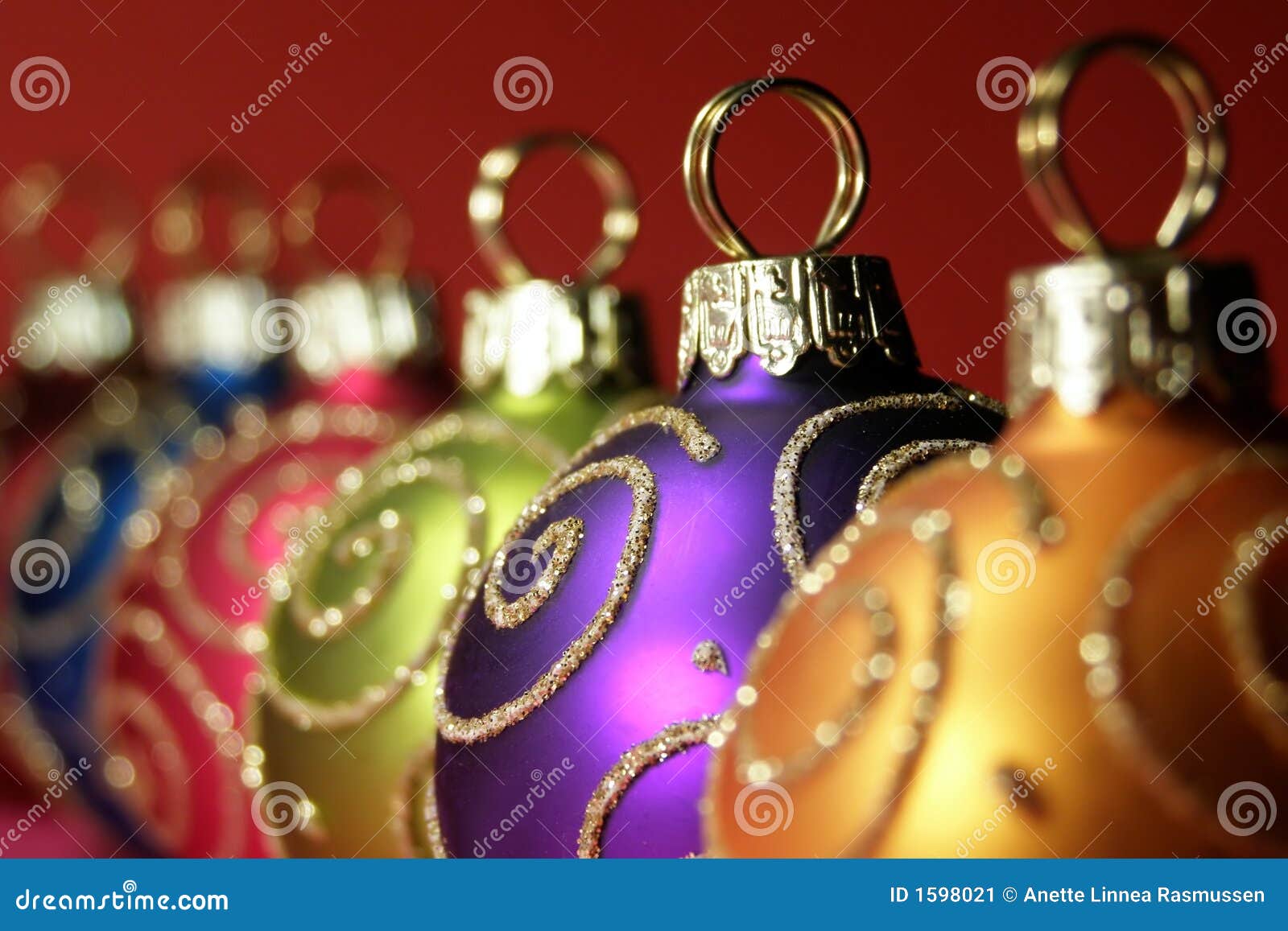 Multi Colored Christmas Baubles Stock Image Image of glitter