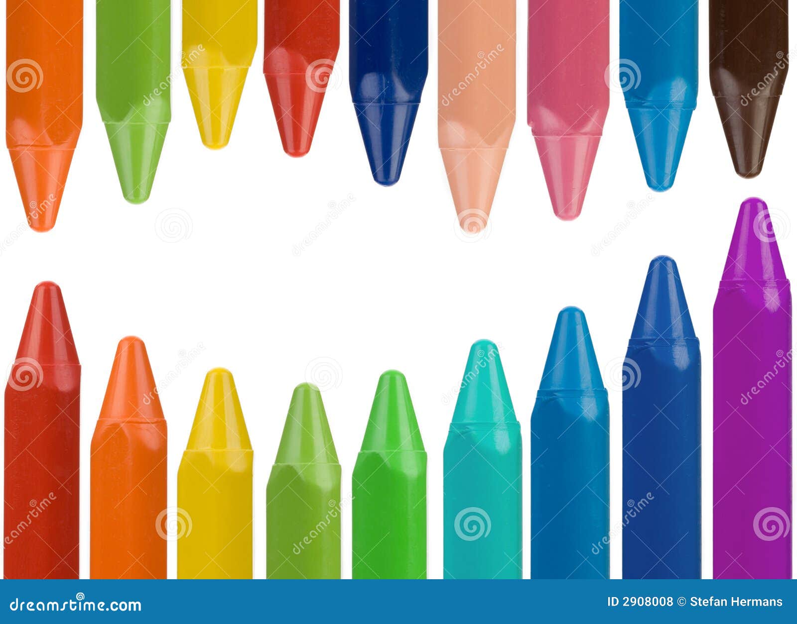 Multicolored Crayon Border Stock Photo Image of equipment, white