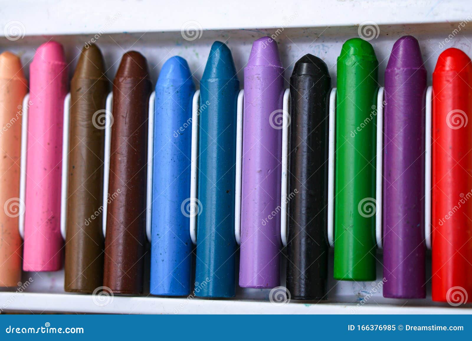 Multicolored Crayons in White Box for Creativity Stock Image Image
