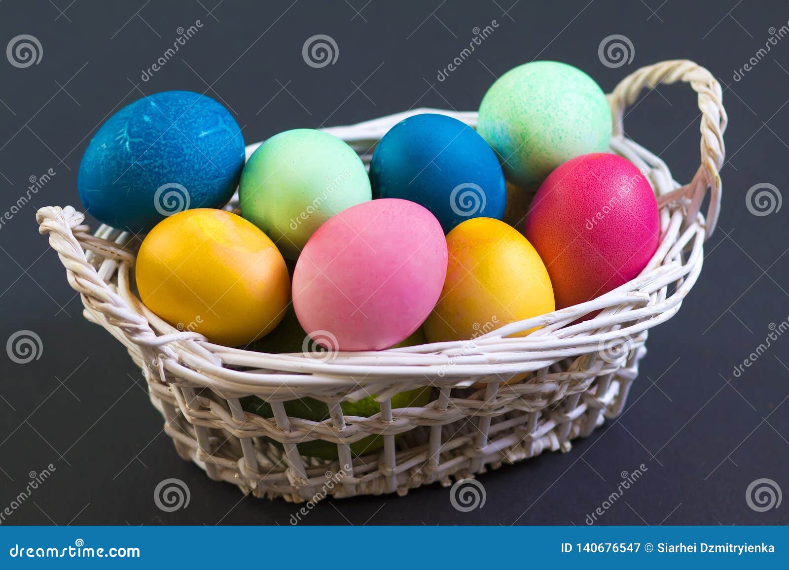 Multi Colored Easter Eggs in Basket Stock Image Image of pastel, life