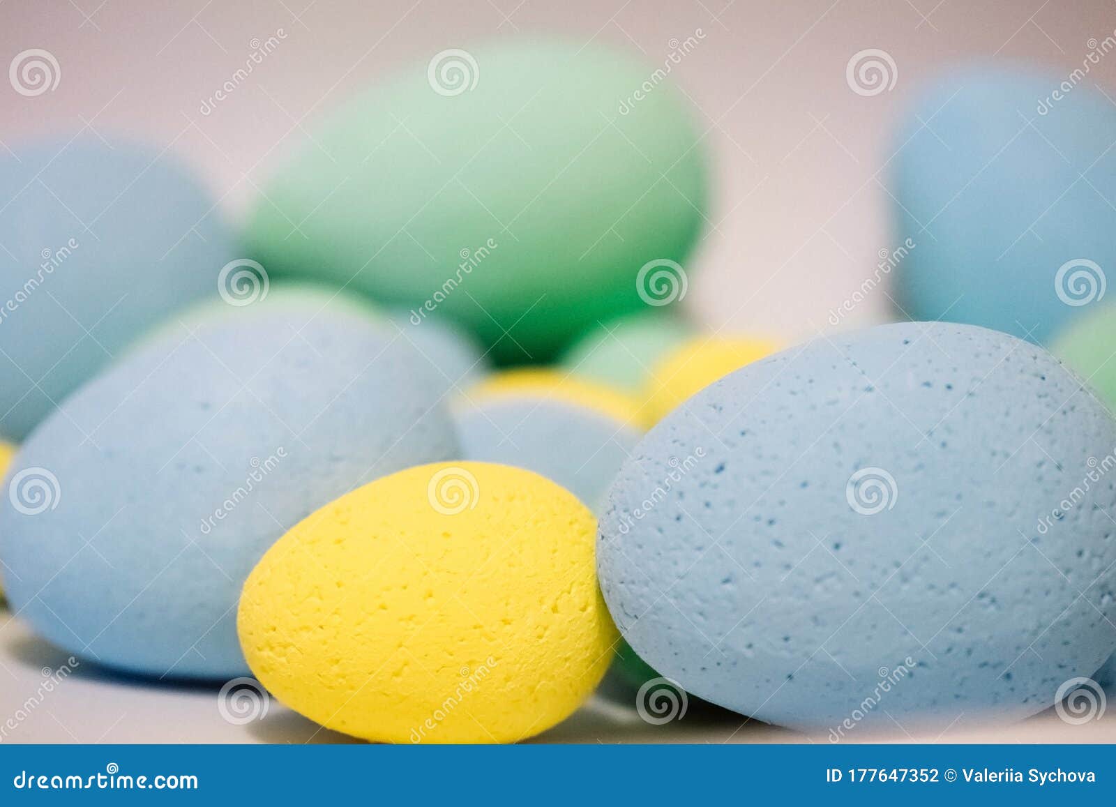 Multicolored Eggs Made of Polystyrene, Easter Decor for Studios Made