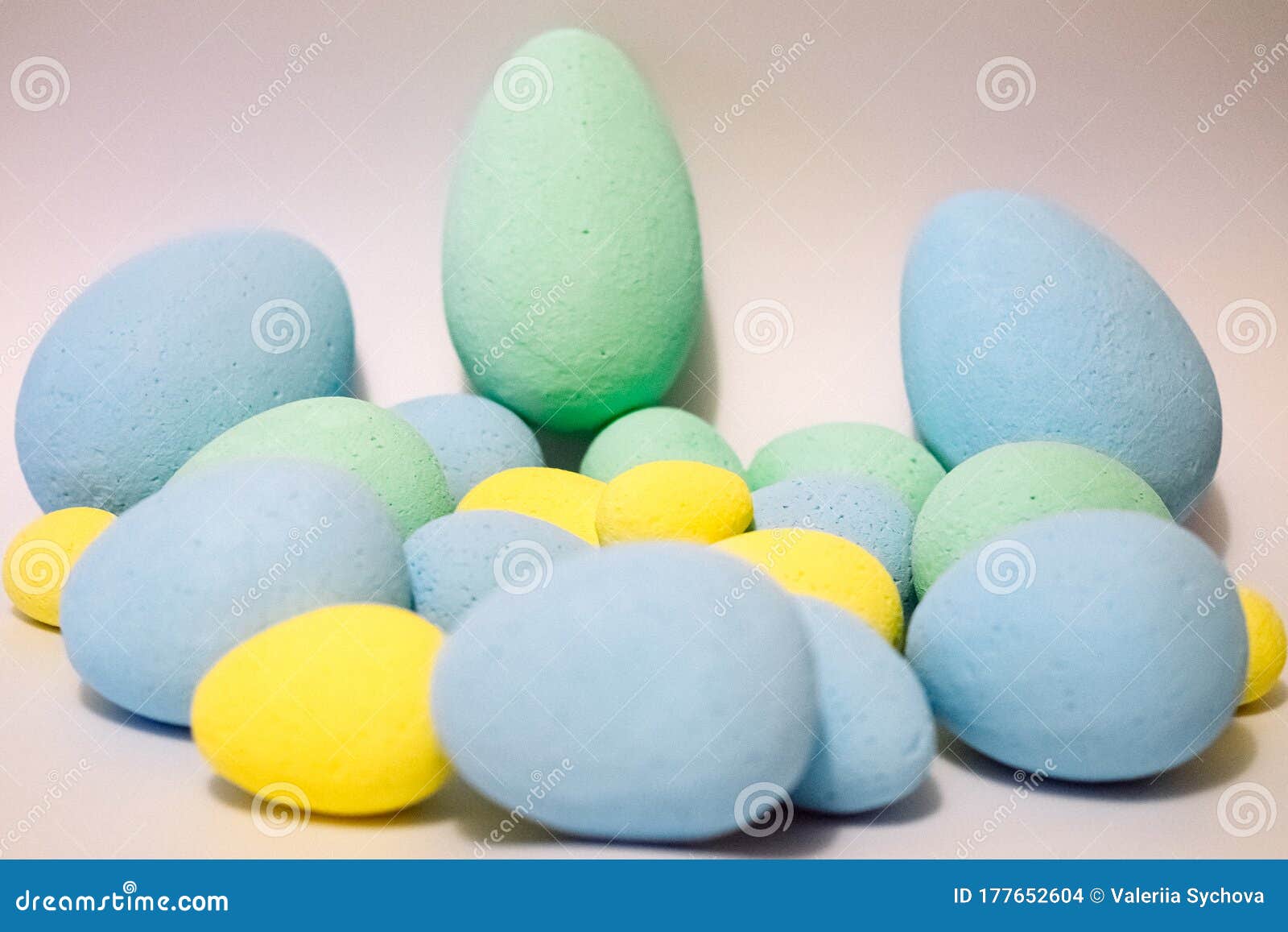 Multicolored Eggs Made of Polystyrene, Easter Decor for Studios Made