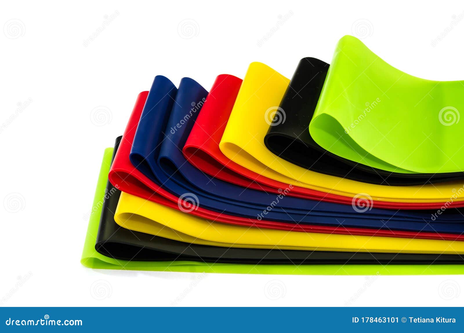 Multi-colored Elastic Bands For Fitness On A White Background. Close-up ...