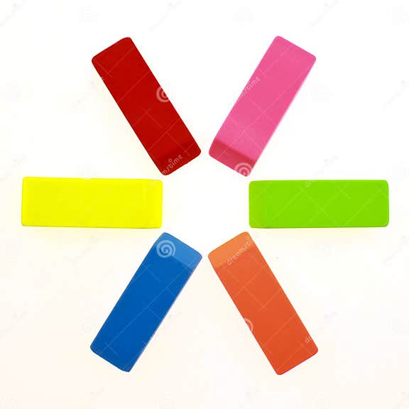 Multi Colored Erasers in Circle Stock Photo Image of green, erasers