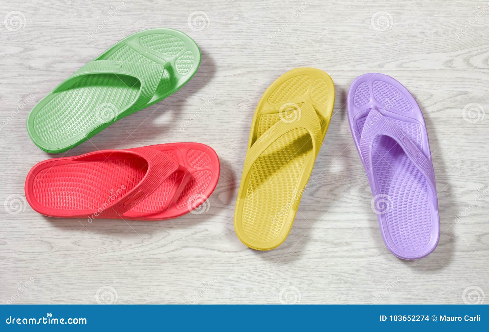 Multi-colored Flip Flops stock photo. Image of thongs - 103652274