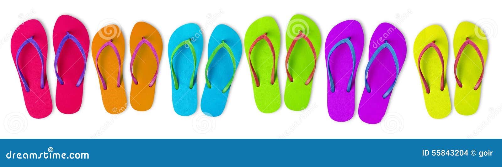 different color flip flops