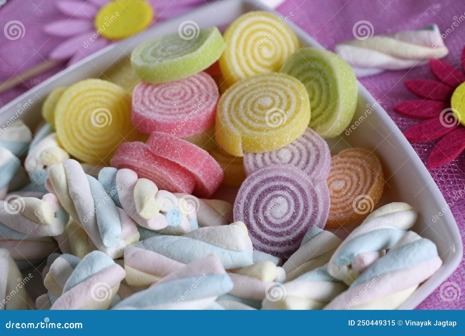 Multi-colored FRUIT FLAVOR Fluffy Marshmallows, Tasty, Colorful ...