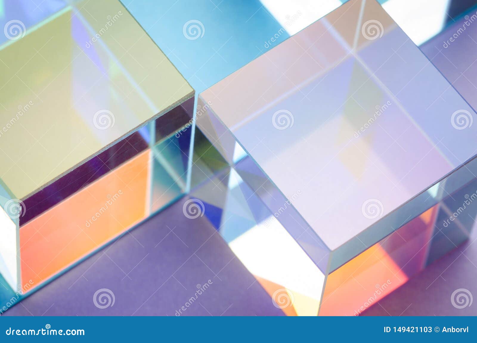 multi-colored glowing glass cubes symmetry, abstract colorful background