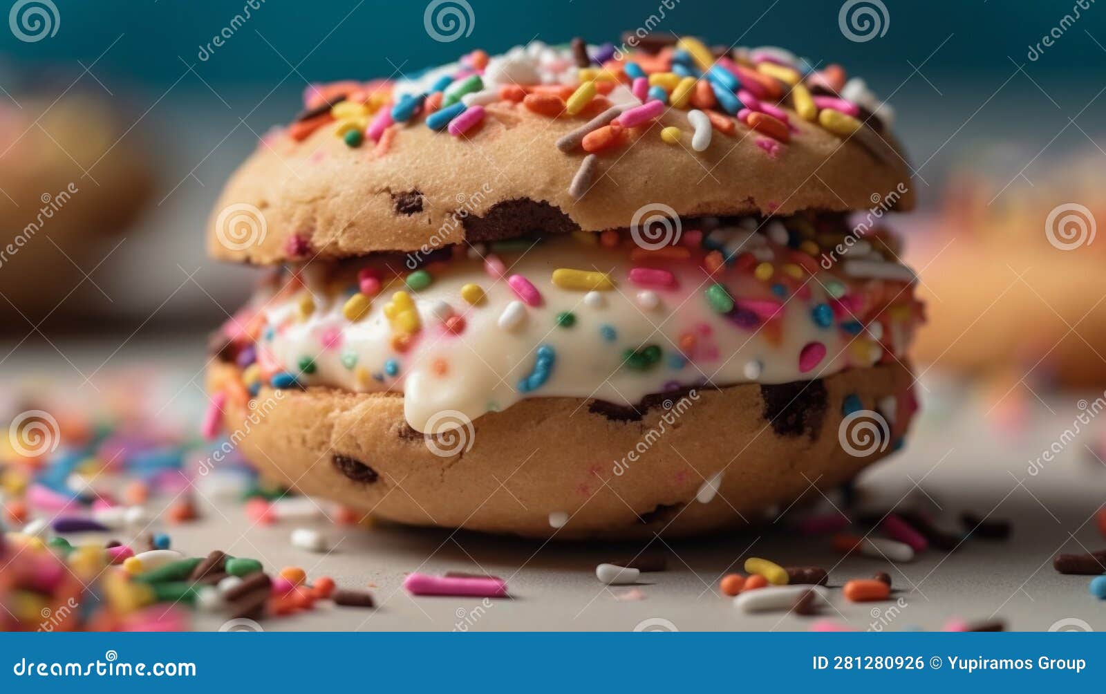 Multi Colored Gourmet Dessert with Chocolate, Candy, and Icing