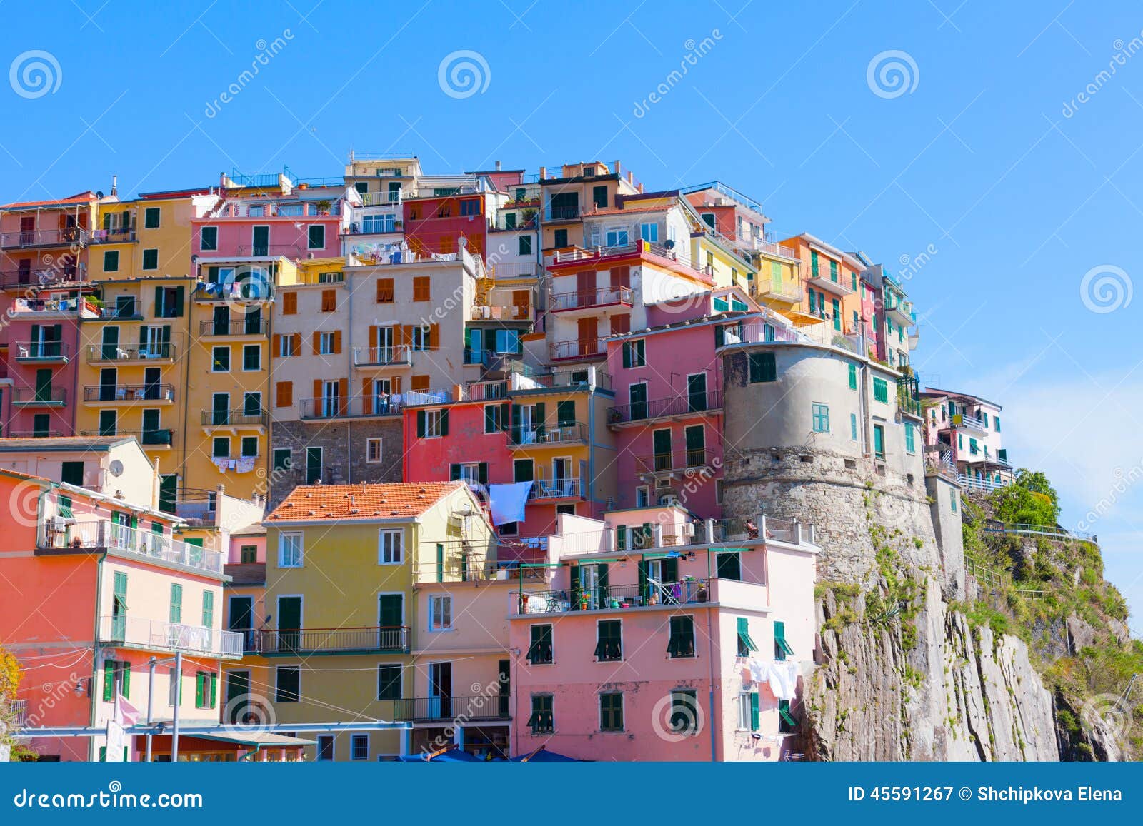 Multi-colored Houses in Manarol S Fishing Small Village Stock Image ...