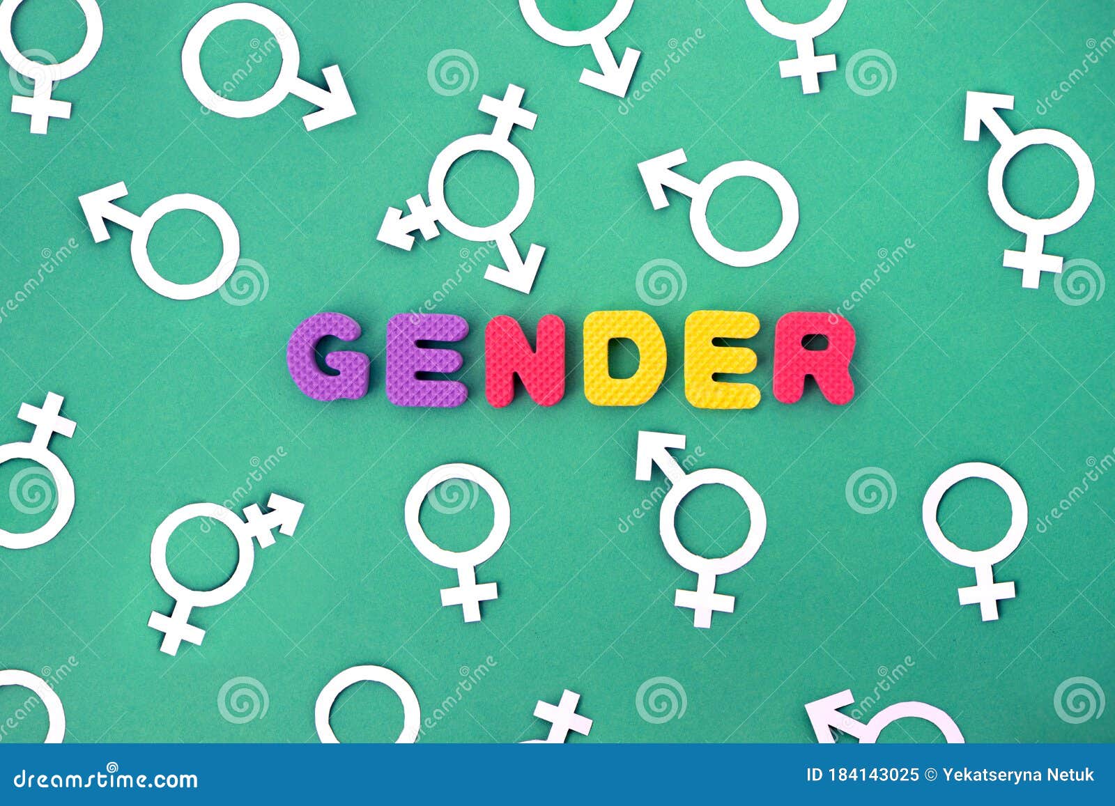 Colored Letters Gender with Symbols on Green Background Stock Image Image of letter, freedom