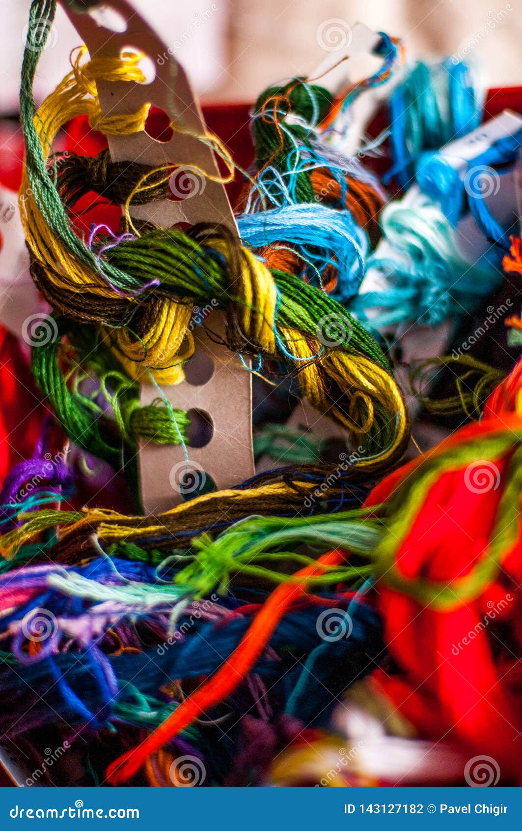 Multicolored Lump of Yarn for Embroidery Stock Photo Image of
