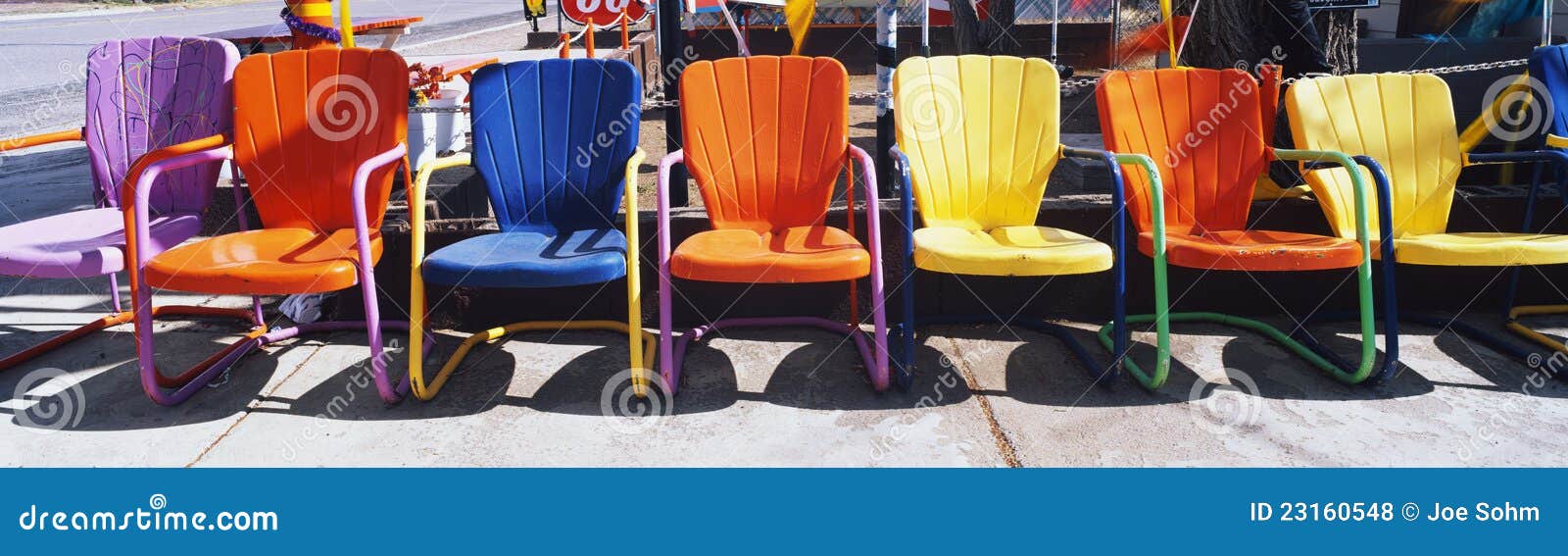 Multi Colored Metal Lawn Chairs Stock Photo Image Of Color