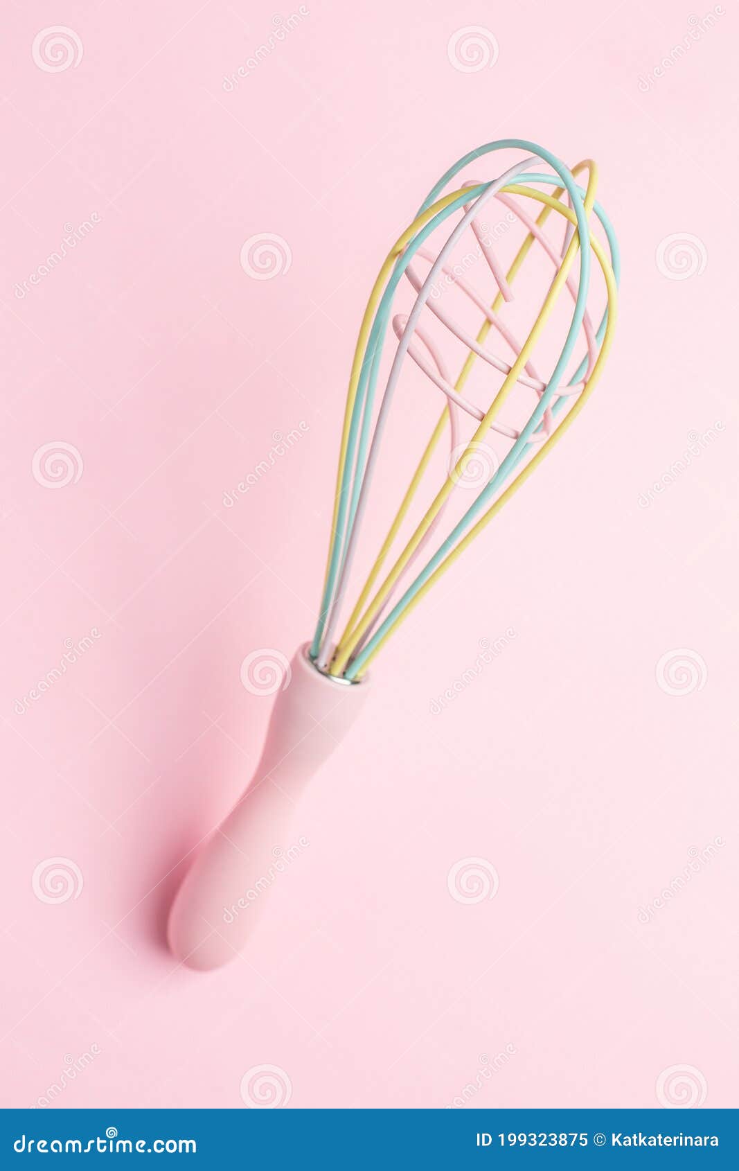 Multi-colored pastel kitchen whisk on pink background, cute kitchen utensils,  feminine cooking Stock Photo by sablyaekaterina