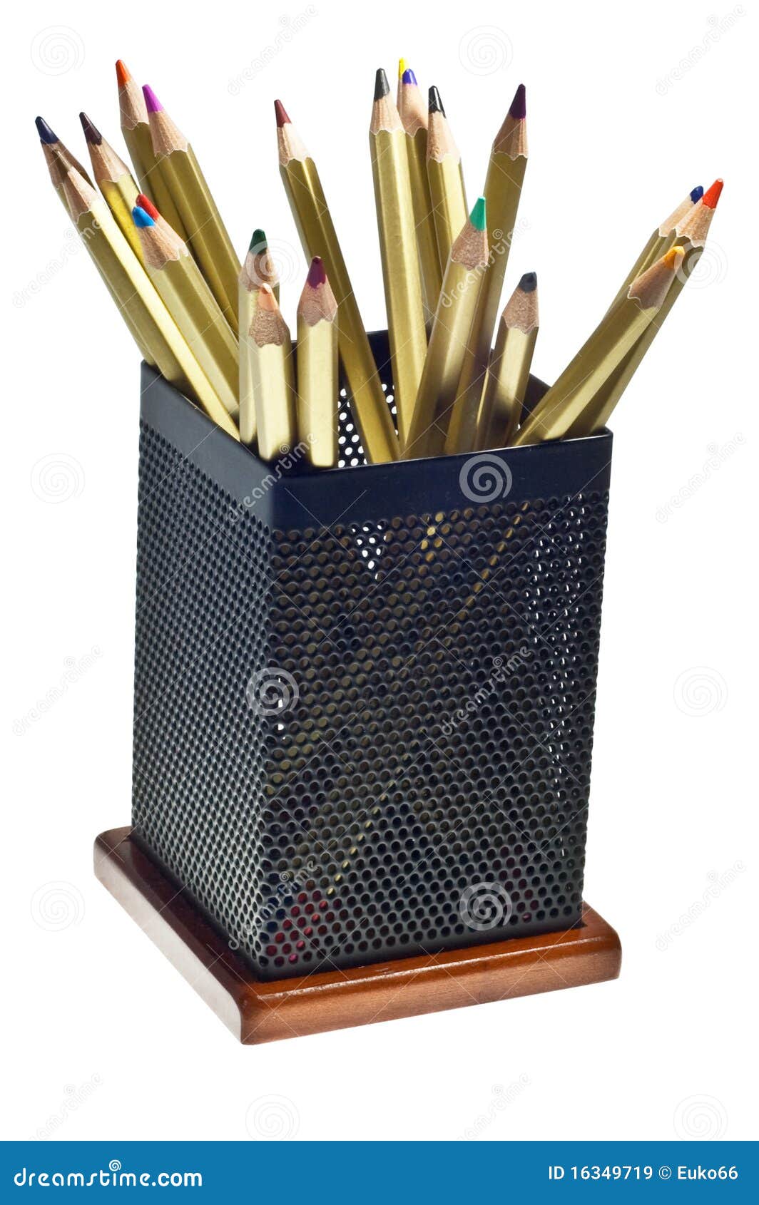 Multicolored Pencils in Cup Stock Image Image of color, education