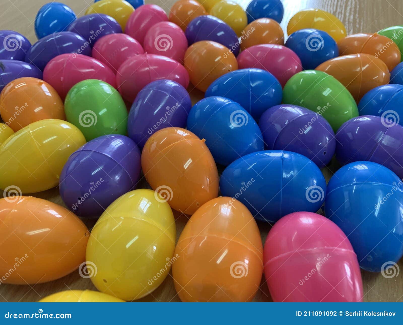 Multicolored Plastic Balls. Lots of Colored Plastic Eggs. Colorful