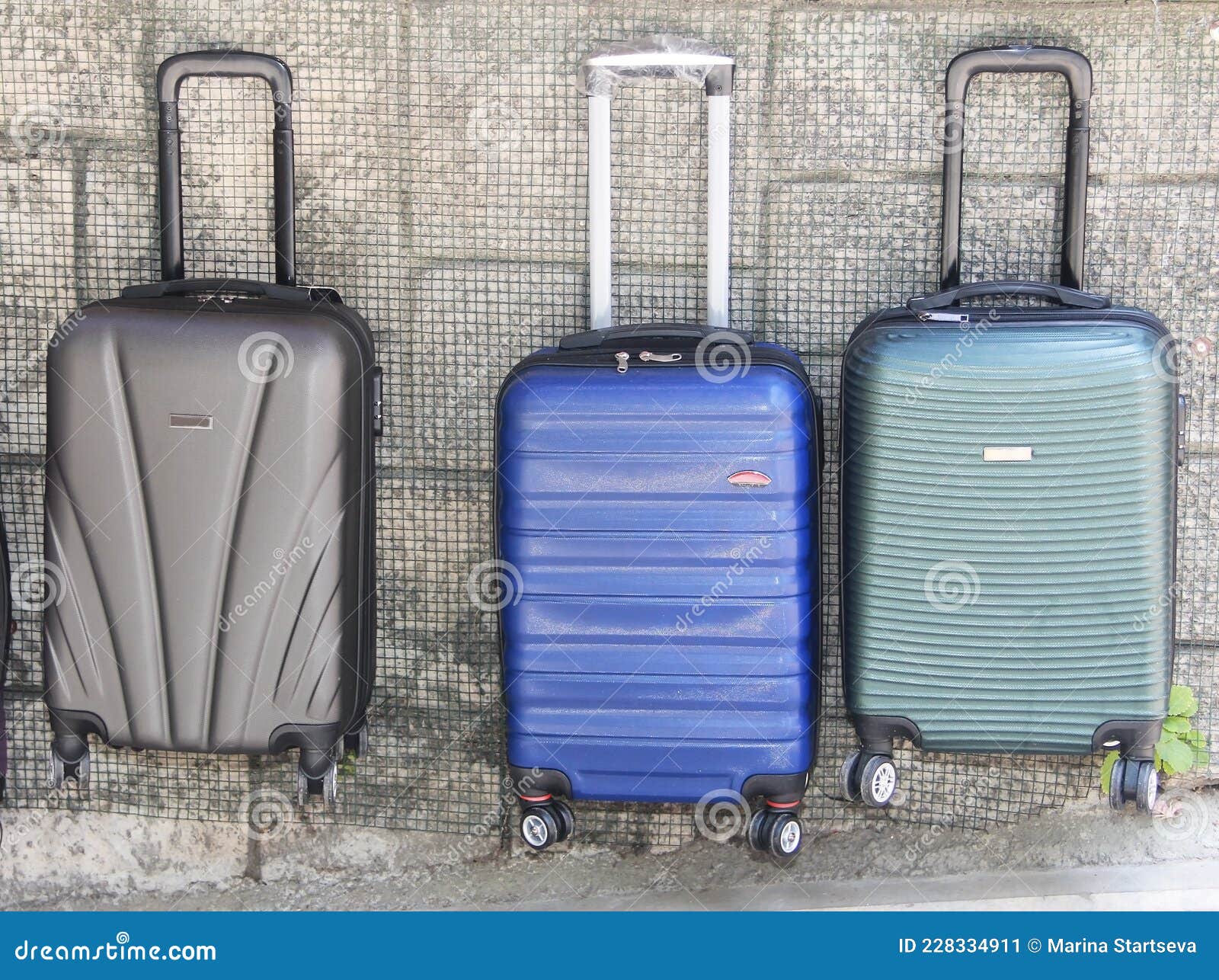 Multicolored Plastic Suitcases for Carrying Things Stock Image Image