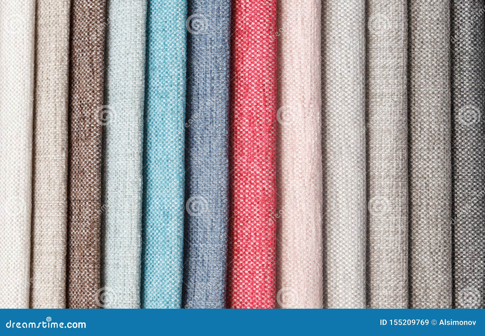 Multicolored Samples of Upholstery Fabric for Sofas and Chairs Close
