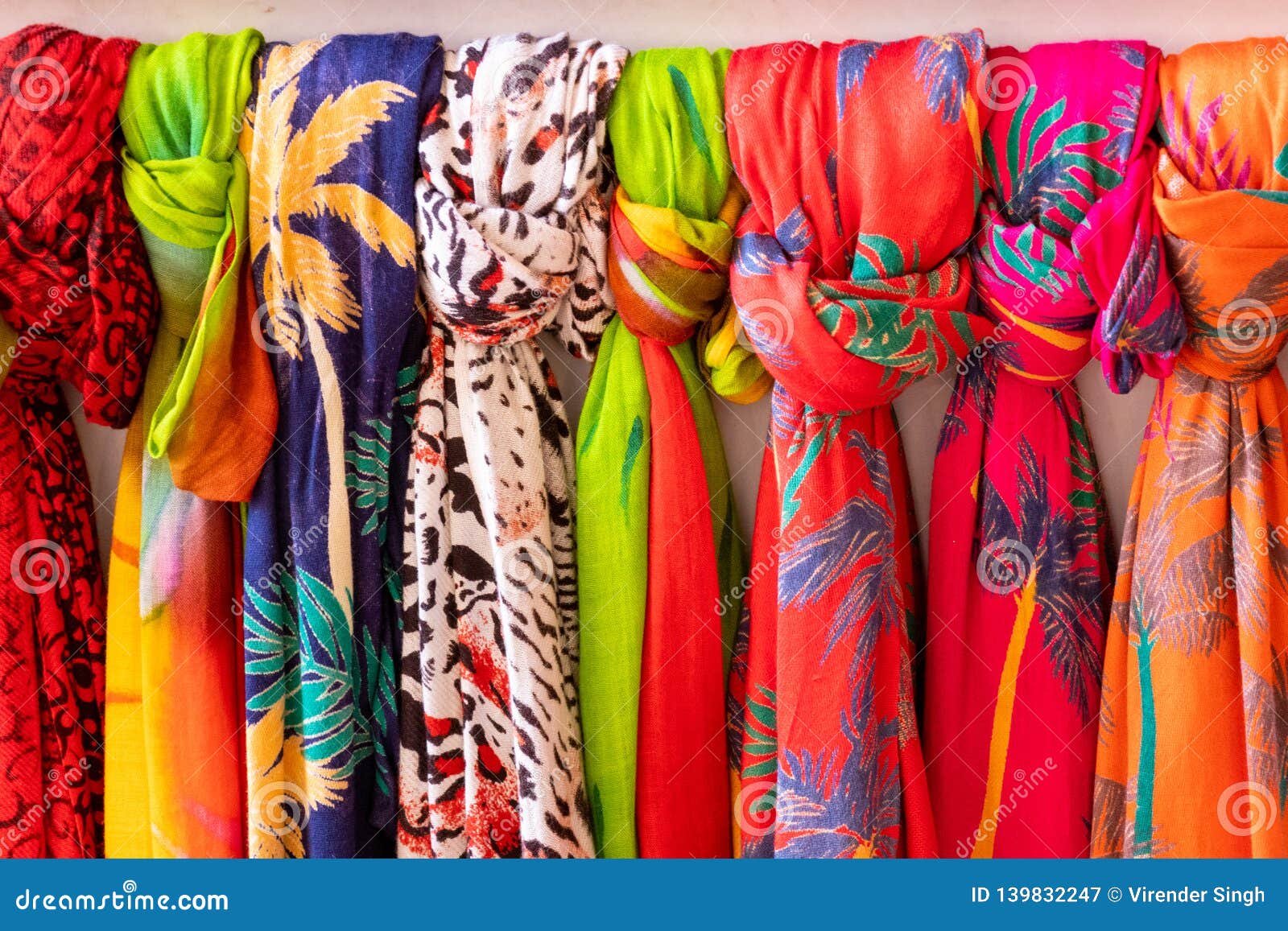 Multi Colored Scarves Hanging Stock Image - Image of blue, clothing ...