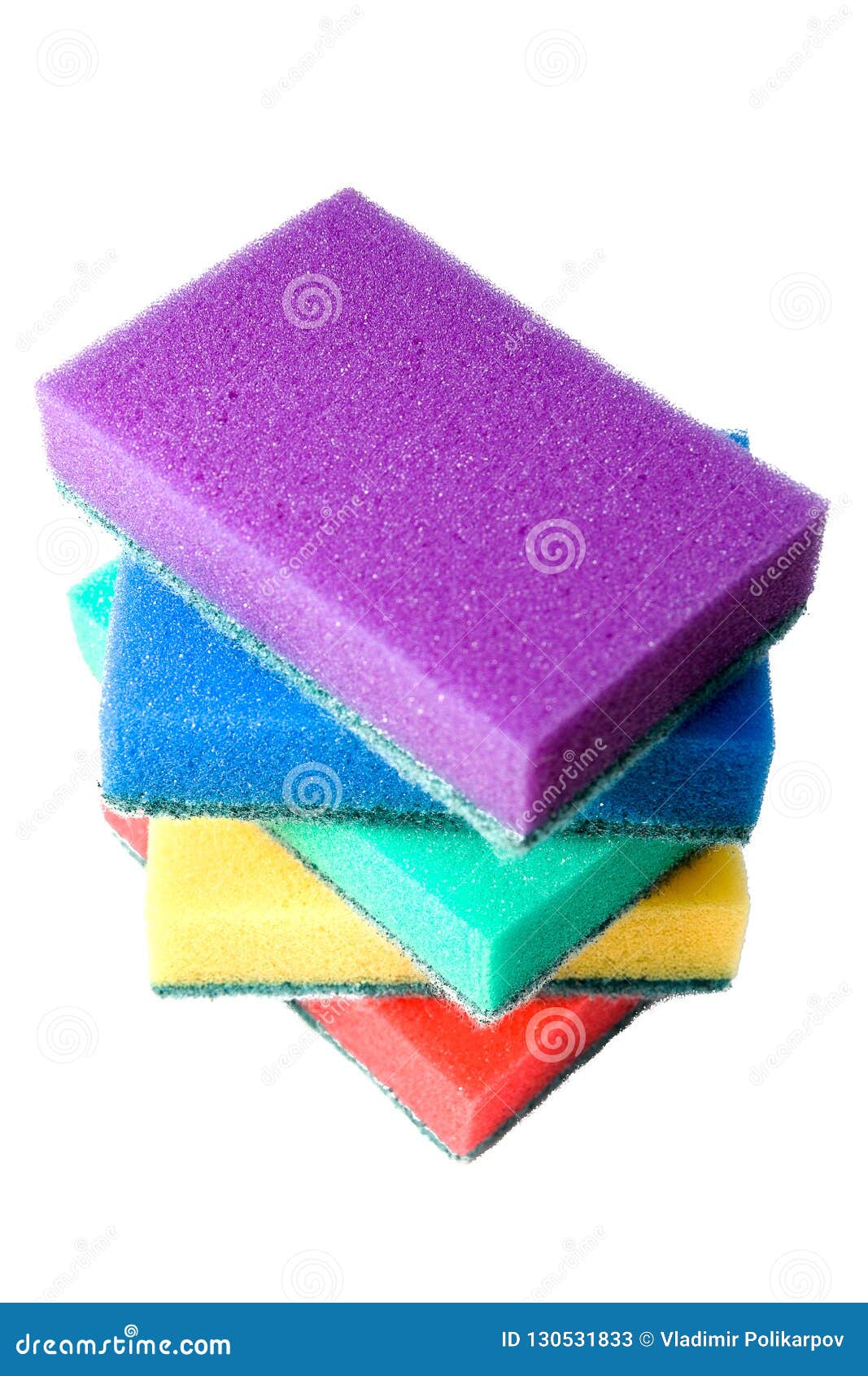 Beautiful Multicolored Sponges Isolated on White Background Stock