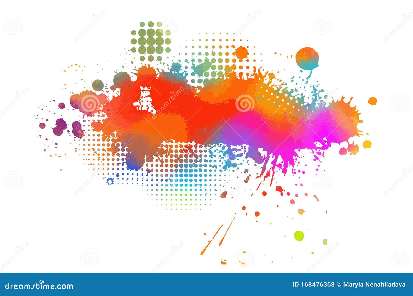Multicolored Spots of Paint on a White Background. Grunge Frame of