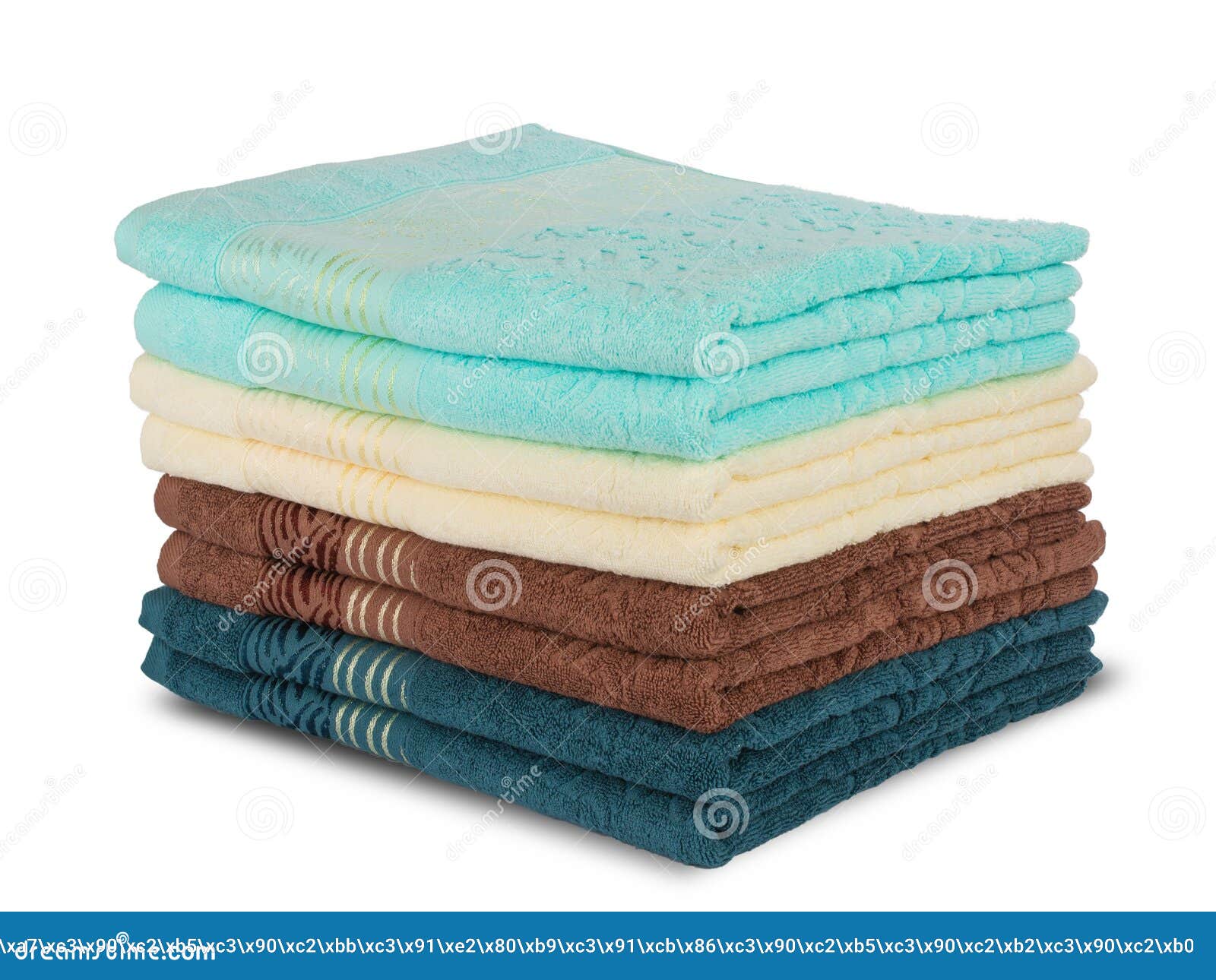 Multicolored Terry Cotton Bath Towels, Isolate on a White Background