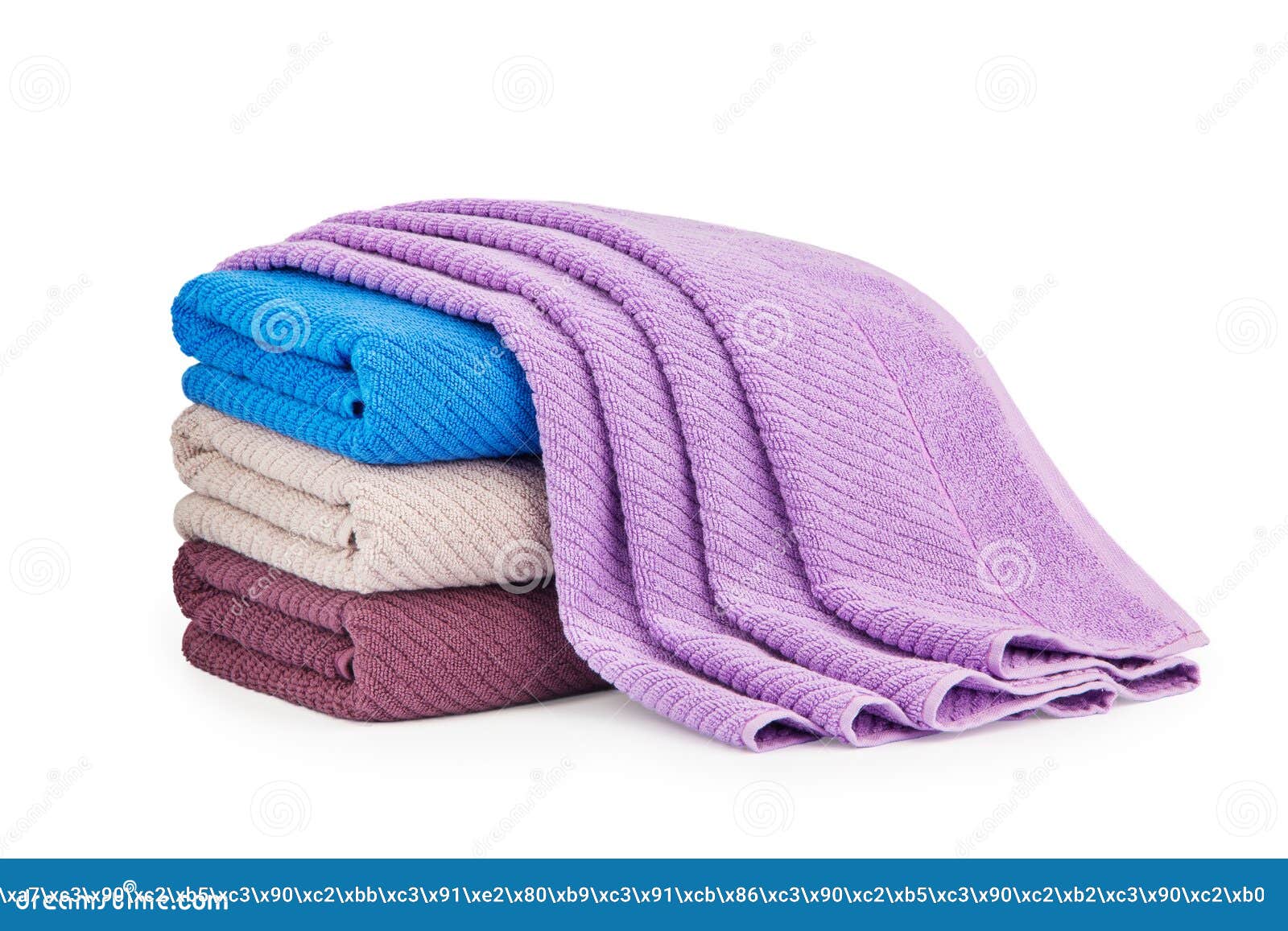 Multicolored Terry Cotton Bath Towels, Isolate on a White Background