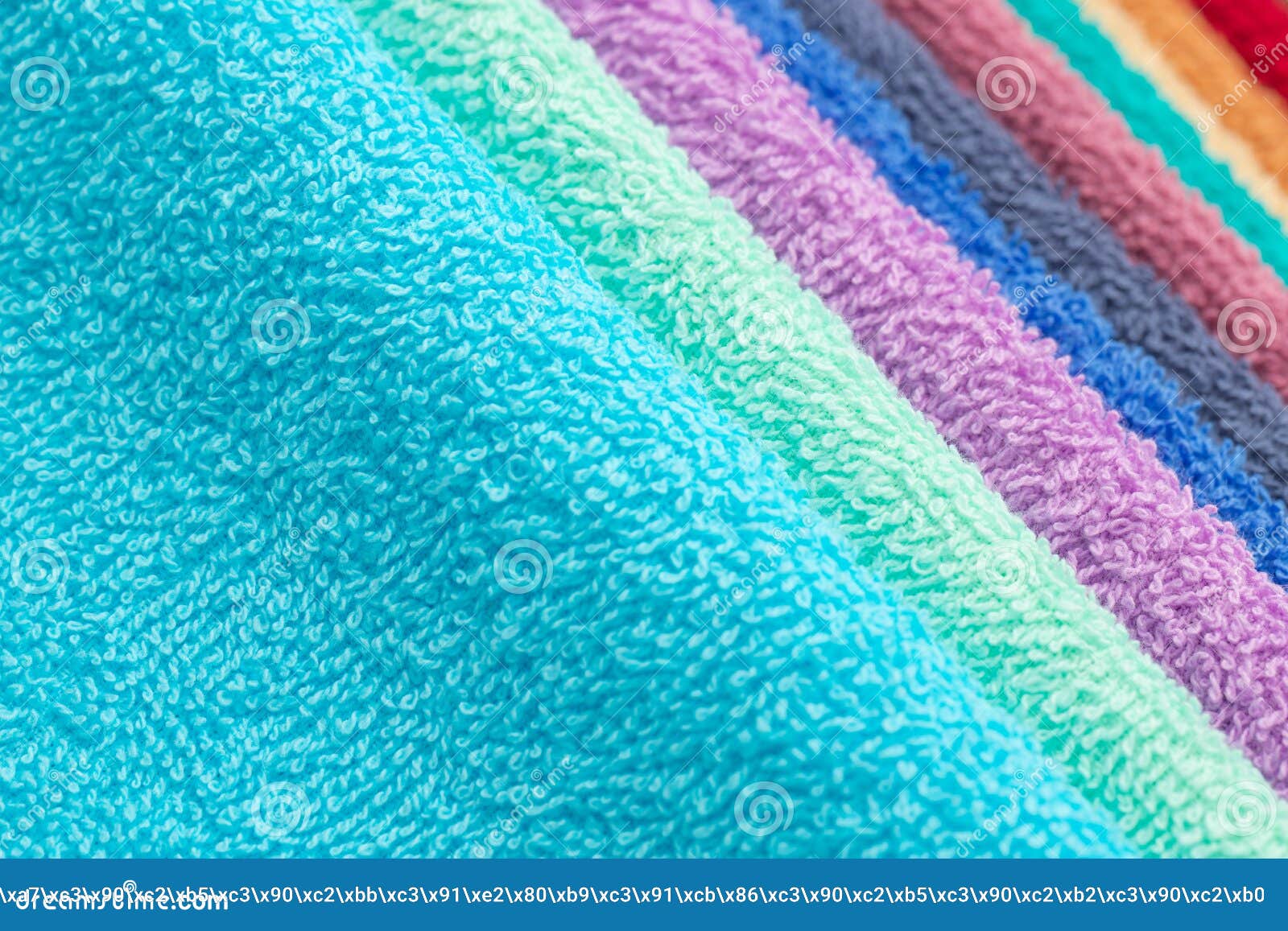 Multicolored Terry Cotton Bath Towels, Isolated Stock Image Image of