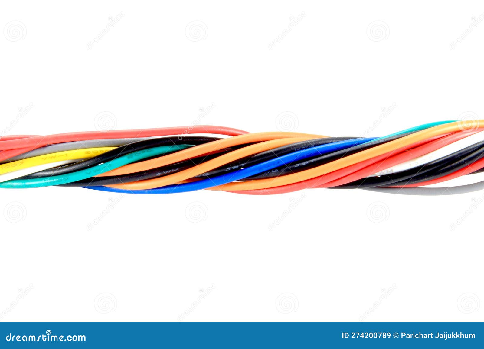 Multi Colored Wires Cable of Usb and Adapter into a Curve or Angle