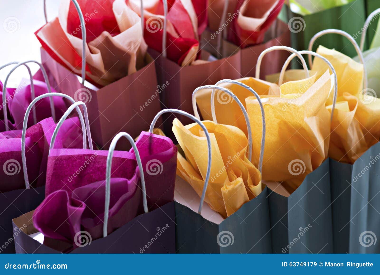 multi-coloured gift bags