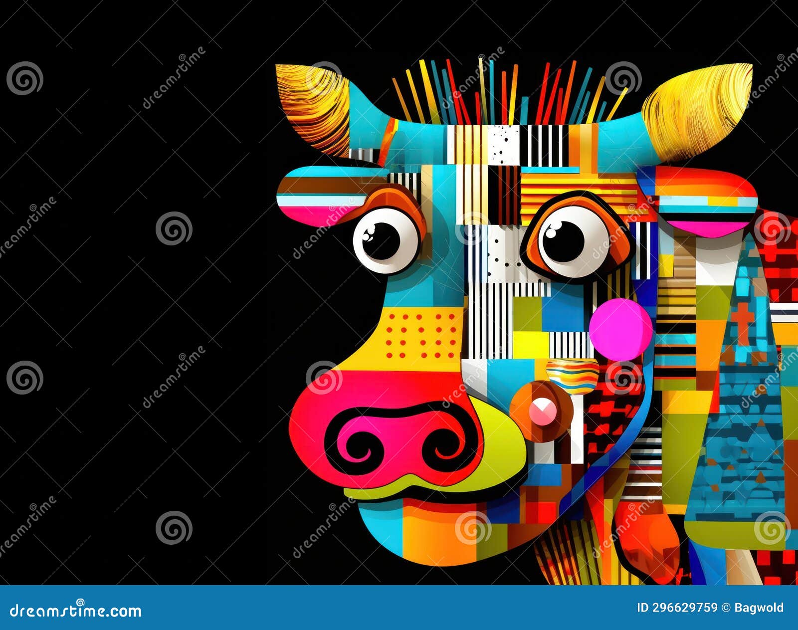multi coloured postmodernism abstract cow 