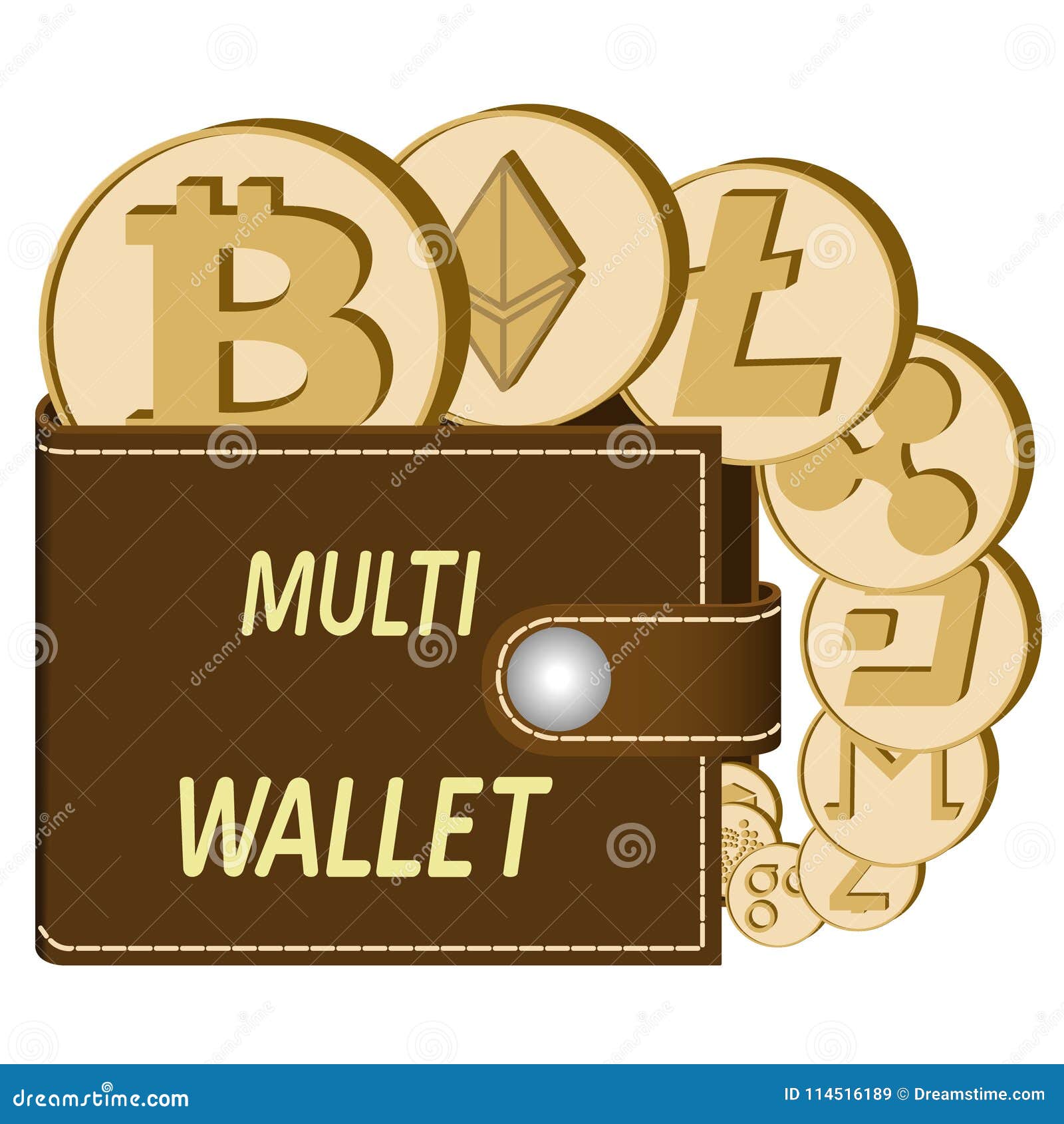 Multi Crypto Currency Wallet With Coins Stock Vector ...