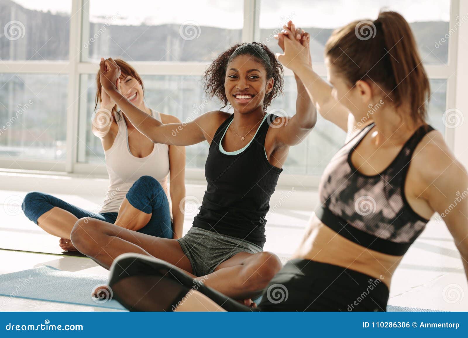 Successful Fitness Class Doing High Five Stock Photo Image of health