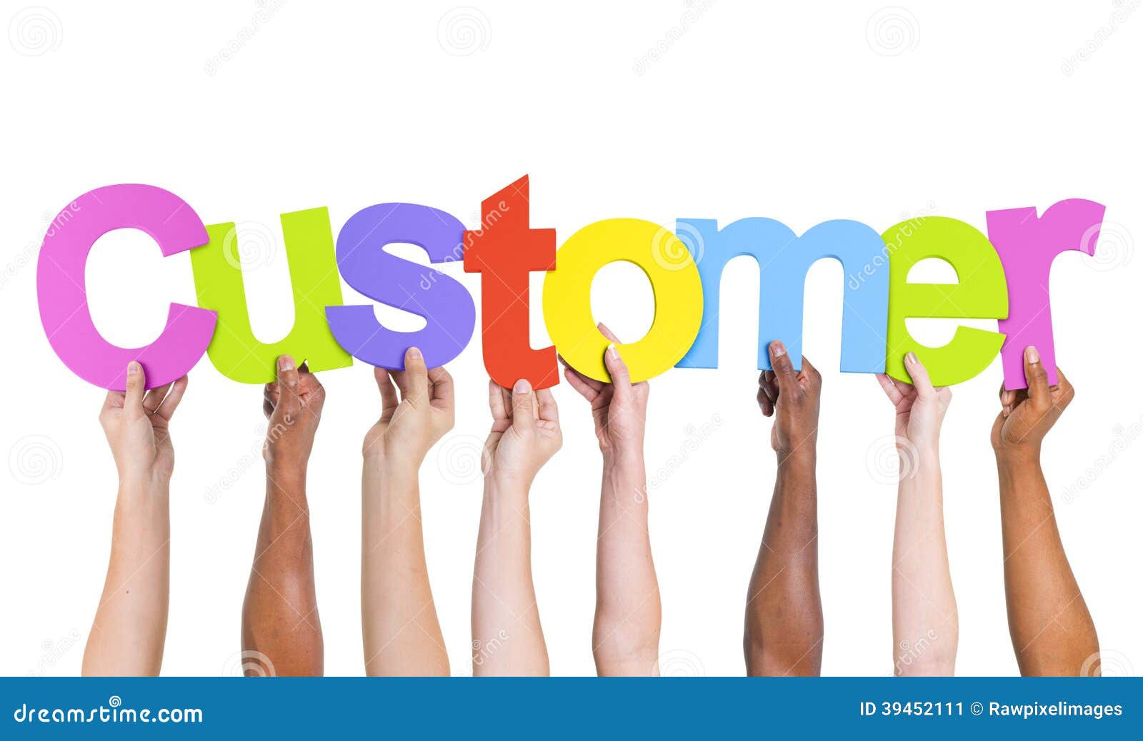 MultiEthnic Group of Diverse People Holding Customer Stock Image